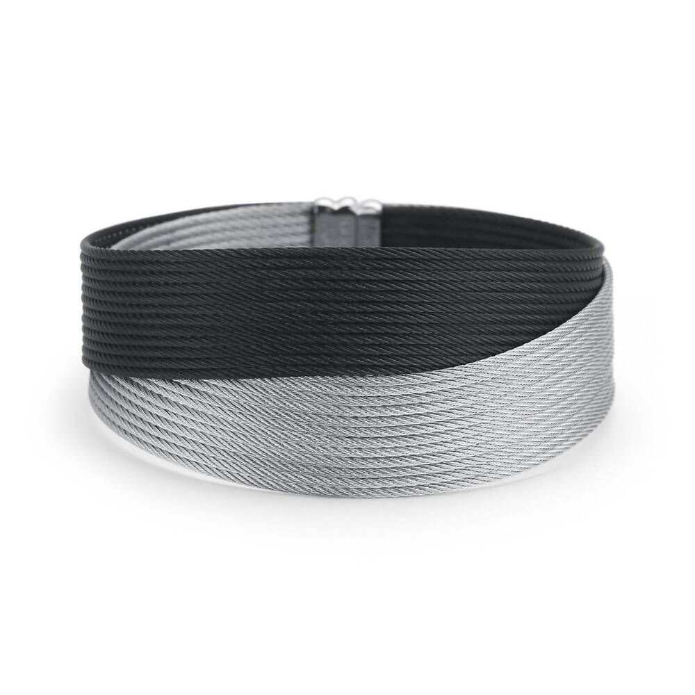 NEW DISC women's crossed wrap bracelet in black and grey